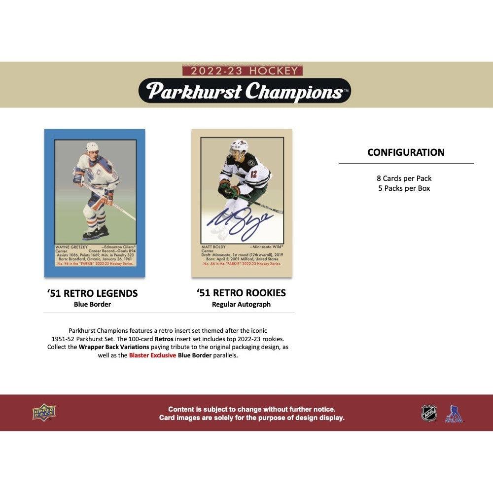 2022-23 UPPER DECK PARKHURST CHAMPIONS HOCKEY BLASTER BOX