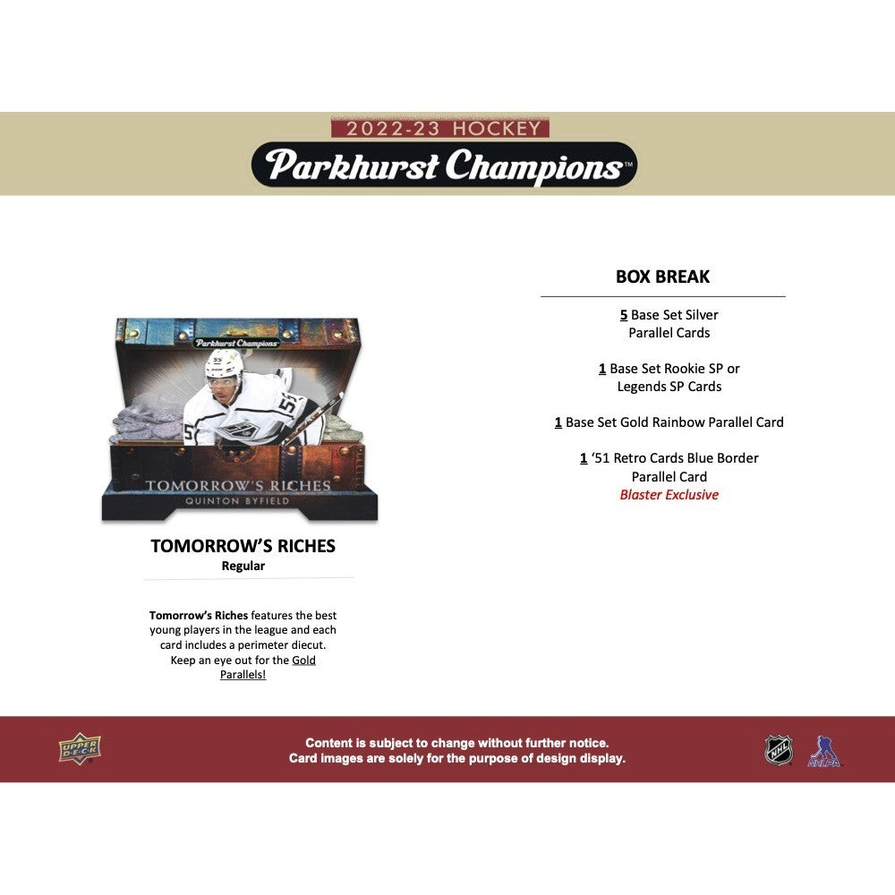 2022-23 UPPER DECK PARKHURST CHAMPIONS HOCKEY BLASTER BOX