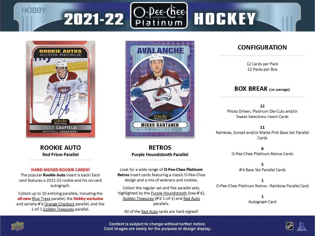 LIVE OPENING 2021-2022 UPPER DECK O-PEE-CHEE PLATINUM HOCKEY HOBBY PACK