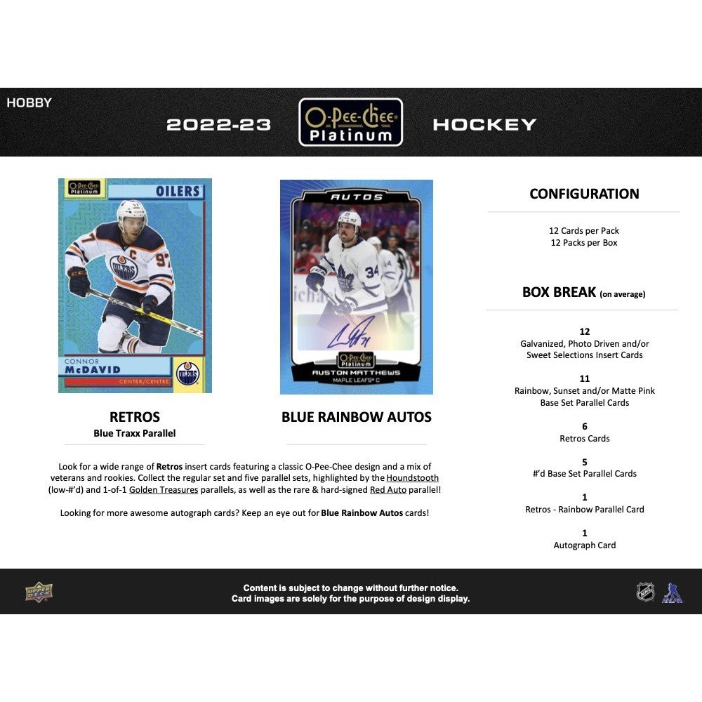 LIVE OPENING 2022-2023 UPPER DECK O-PEE-CHEE PLATINUM HOCKEY HOBBY PACK