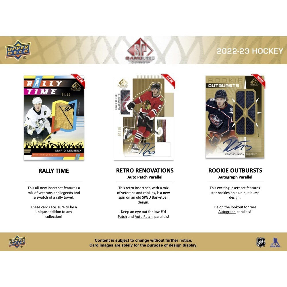 LIVE OPENING 2022-2023 UPPER DECK SP GAME USED HOCKEY HOBBY BOX