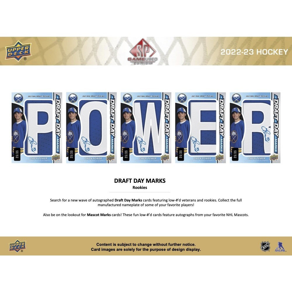 LIVE OPENING 2022-2023 UPPER DECK SP GAME USED HOCKEY HOBBY BOX