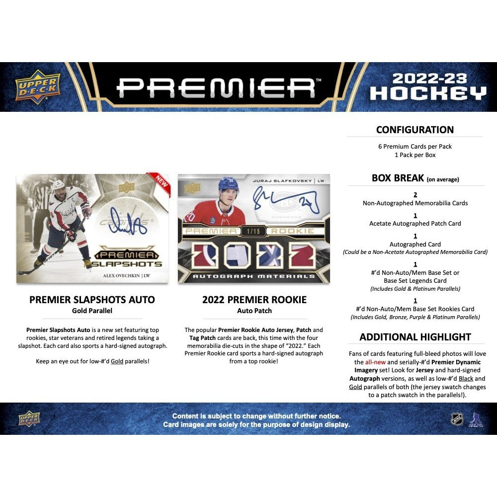 2022-23 UPPER DECK PREMIER HOCKEY HOBBY BOX