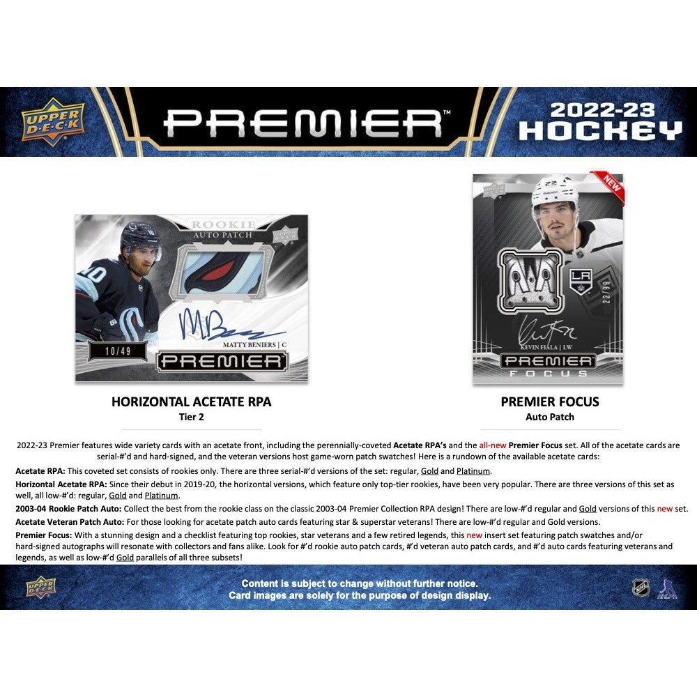 2022-23 UPPER DECK PREMIER HOCKEY HOBBY BOX