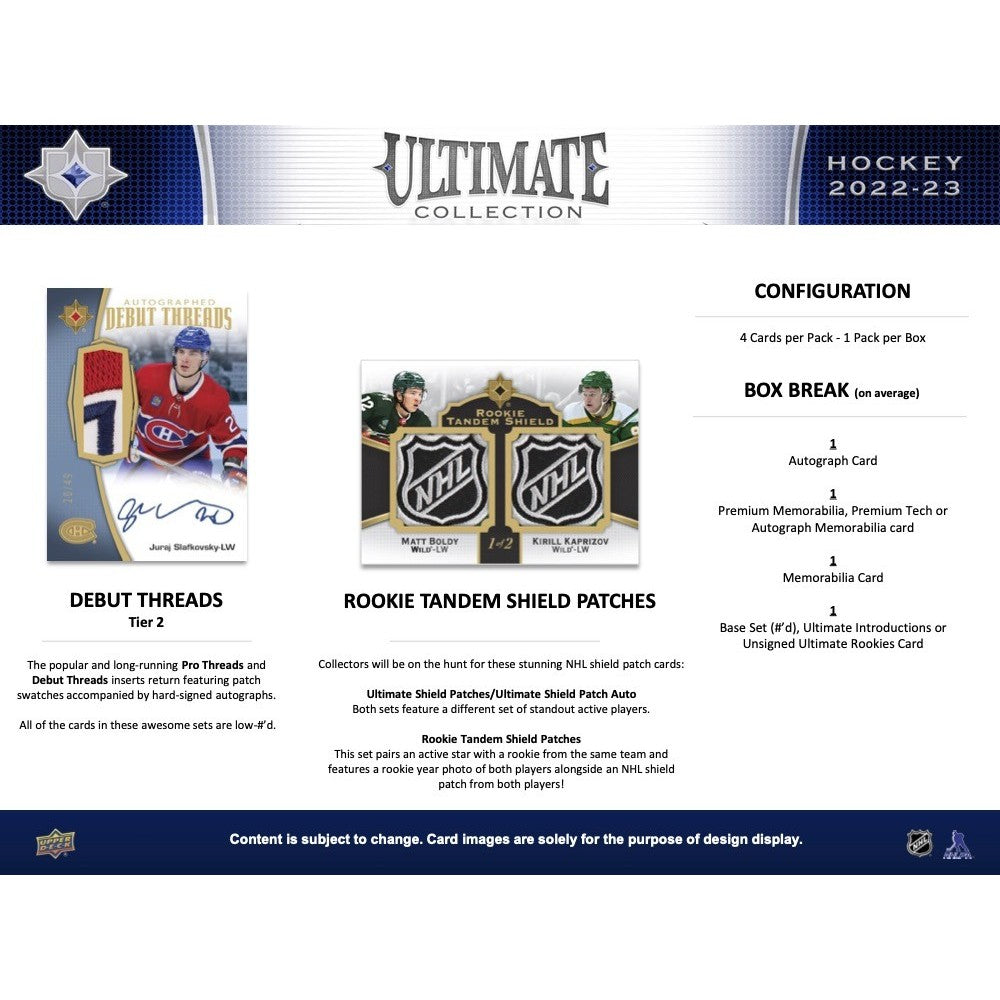 2022-23 UPPER DECK ULTIMATE COLLECTION HOCKEY HOBBY BOX