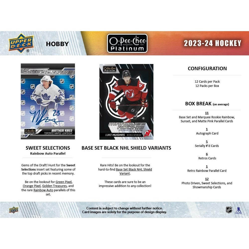 2023-24 UPPER DECK O-PEE-CHEE PLATINUM HOCKEY HOBBY BOX