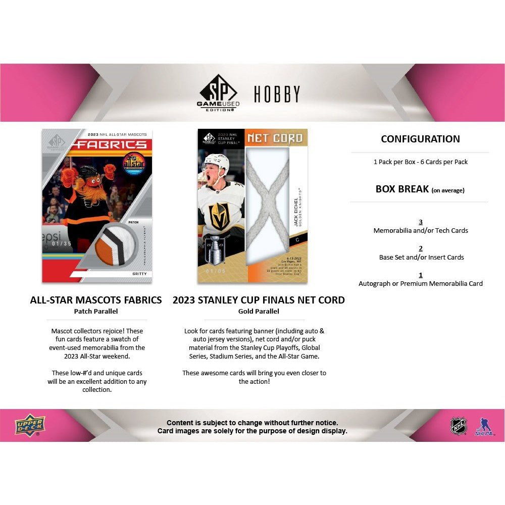 2023-24 UPPER DECK SP GAME USED HOCKEY HOBBY BOX