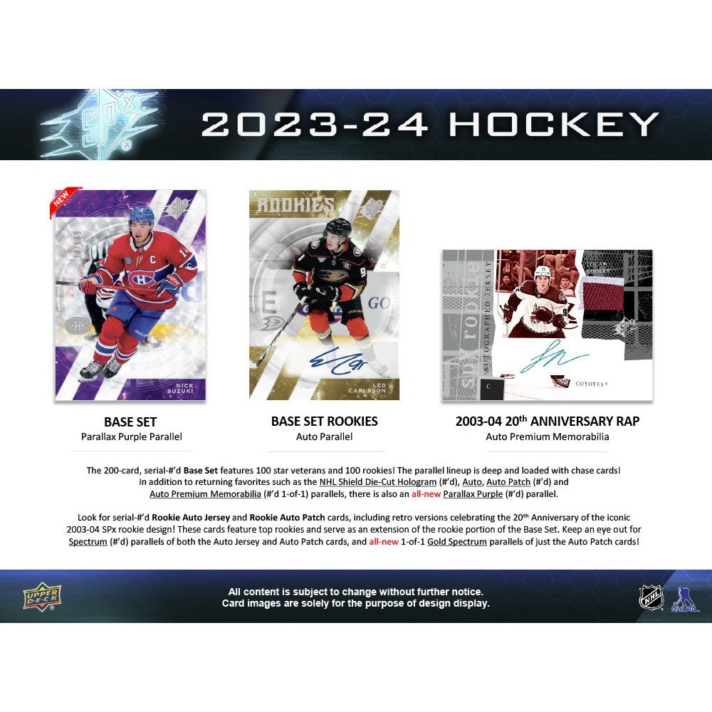 2023-24 UPPER DECK SPX HOCKEY HOBBY BOX