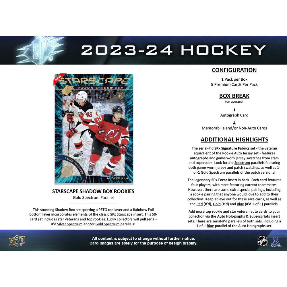 2023-24 UPPER DECK SPX HOCKEY HOBBY BOX