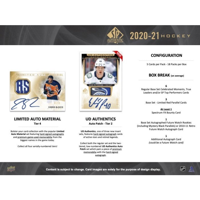 LIVE OPENING 2020-21 UPPER DECK SP AUTHENTIC HOCKEY HOBBY BOX