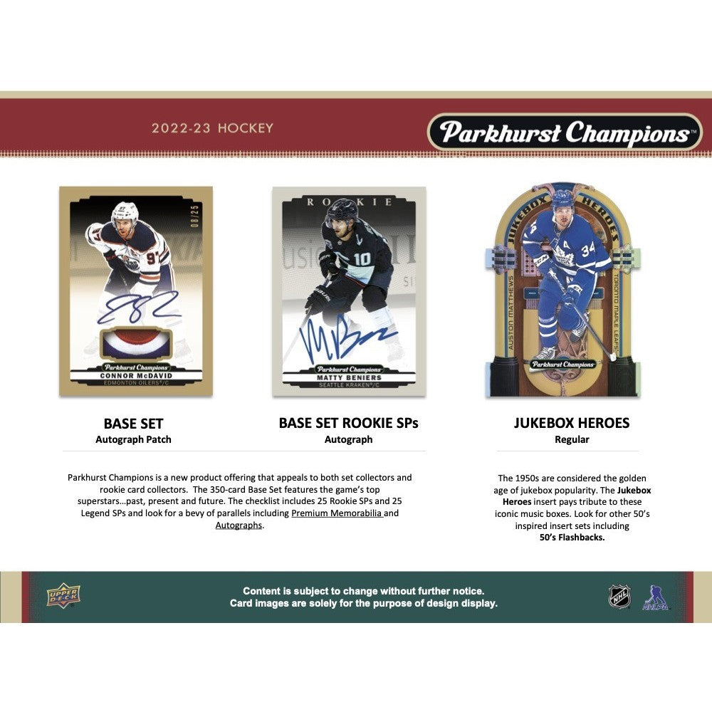 2022-23 UPPER DECK PARKHURST CHAMPIONS HOCKEY HOBBY BOX