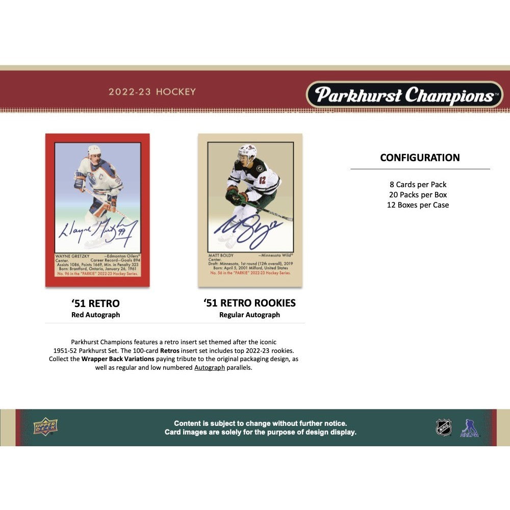 2022-23 UPPER DECK PARKHURST CHAMPIONS HOCKEY HOBBY BOX