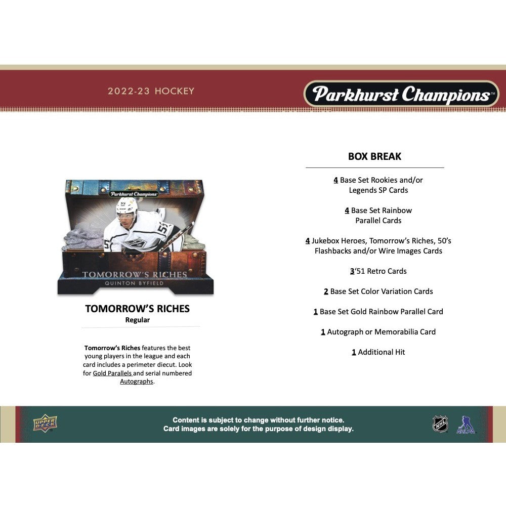 2022-23 UPPER DECK PARKHURST CHAMPIONS HOCKEY HOBBY BOX