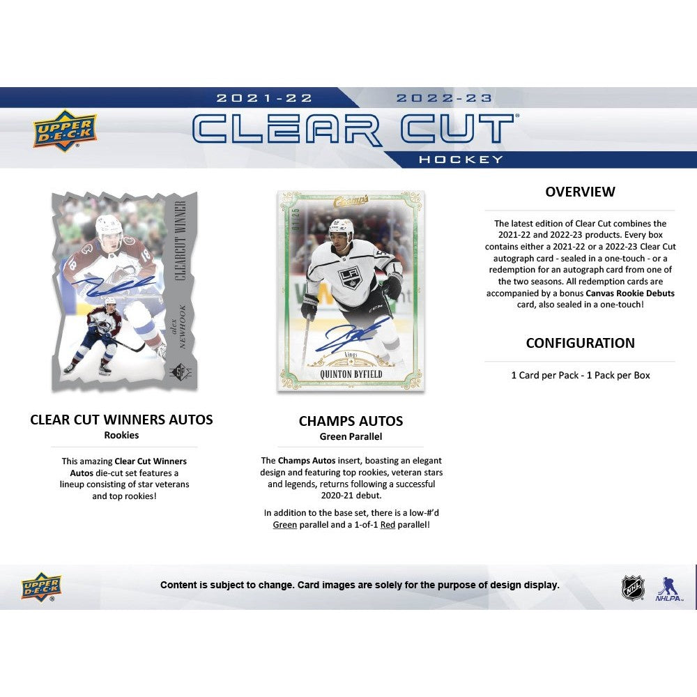 2021-22/2022-23 UPPER DECK CLEAR CUT HOCKEY HOBBY BOX