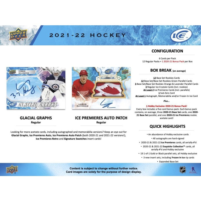 2021-22 UPPER DECK ICE HOCKEY HOBBY BOX