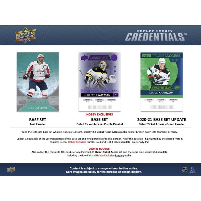 2021-22 UPPER DECK CREDENTIALS HOCKEY HOBBY BOX