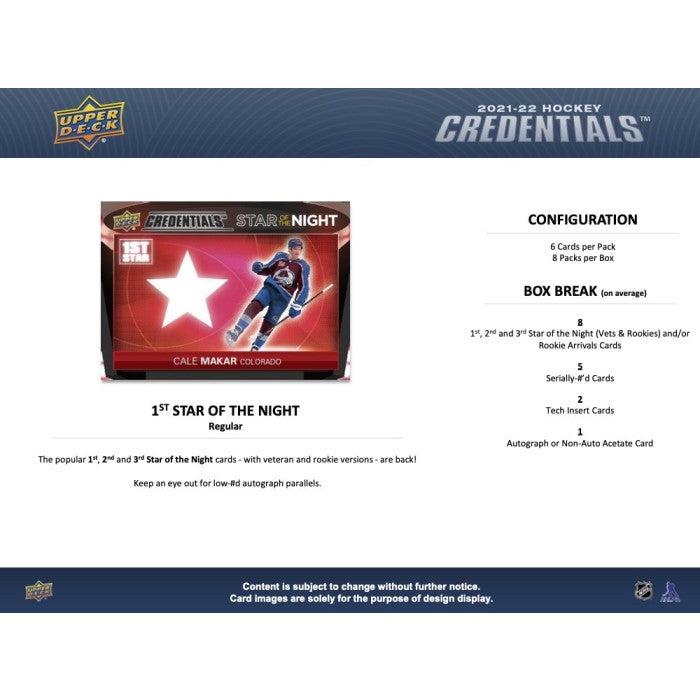 2021-22 UPPER DECK CREDENTIALS HOCKEY HOBBY BOX