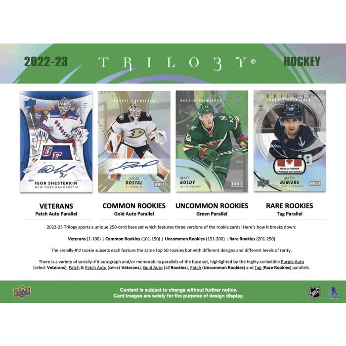 LIVE OPENING 2022-2023 UPPER DECK TRILOGY HOCKEY HOBBY BOX