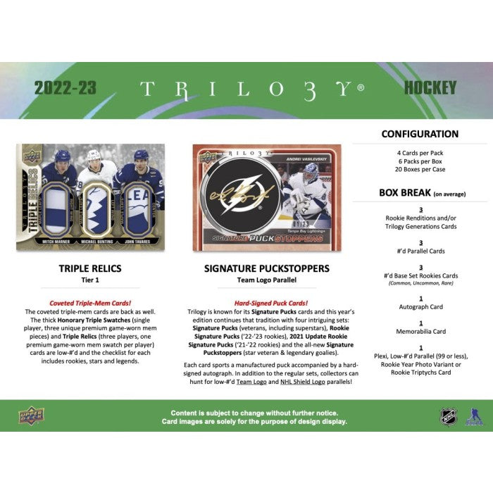 LIVE OPENING 2022-2023 UPPER DECK TRILOGY HOCKEY HOBBY BOX