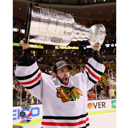 COREY CRAWFORD HOLDING STANLEY CUP 2013 8X10 PHOTO