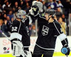 DREW DOUGHTY & JONATHAN QUICK CELEBRATE STANLEY CUP 2012 8X10 PHOTO