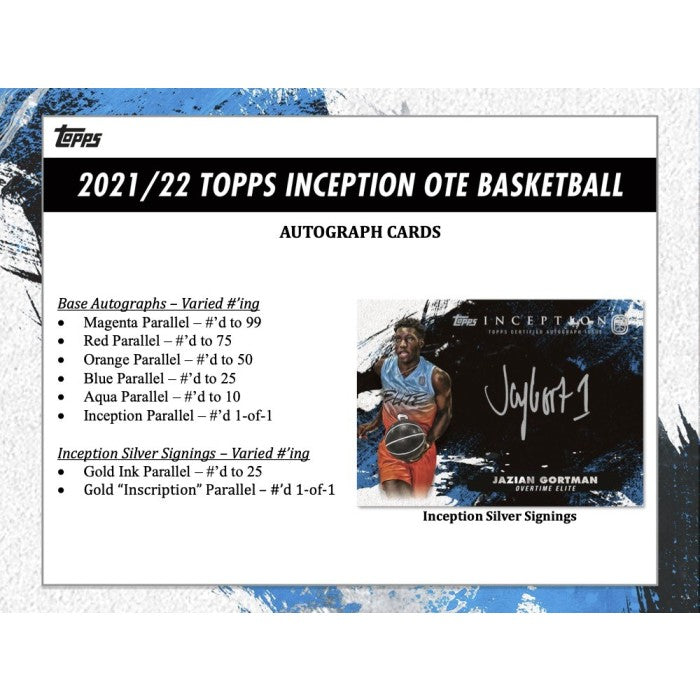 2022-23 TOPPS INCEPTION BASKETBALL OVERTIME ELITE HOBBY BOX