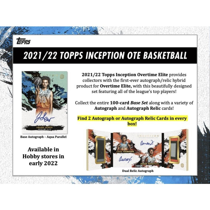 2022-23 TOPPS INCEPTION BASKETBALL OVERTIME ELITE HOBBY BOX