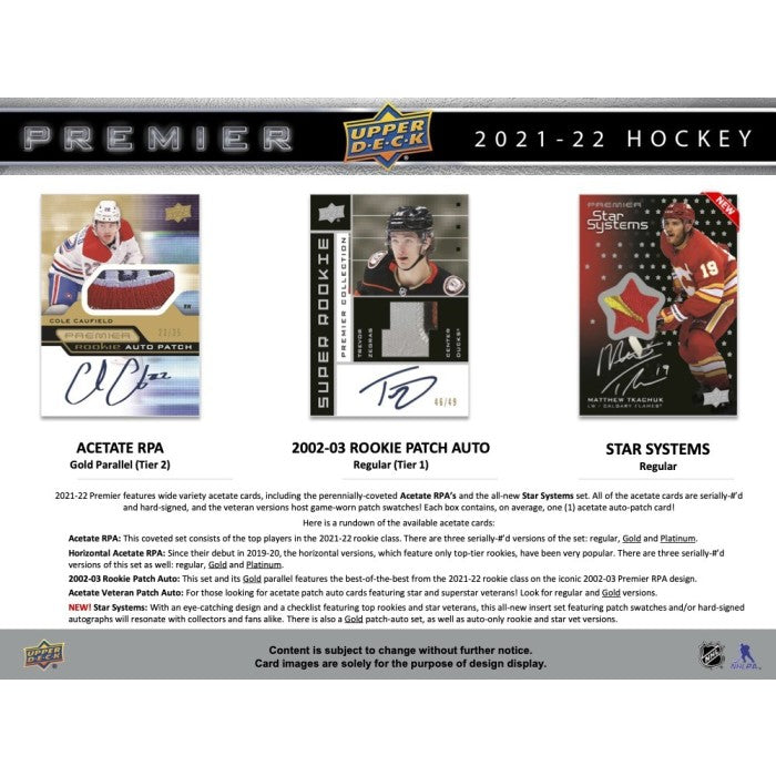 2021-22 UPPER DECK PREMIER HOCKEY HOBBY BOX