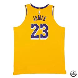 LEBRON JAMES AUTO LAKERS GOLD JERSEY