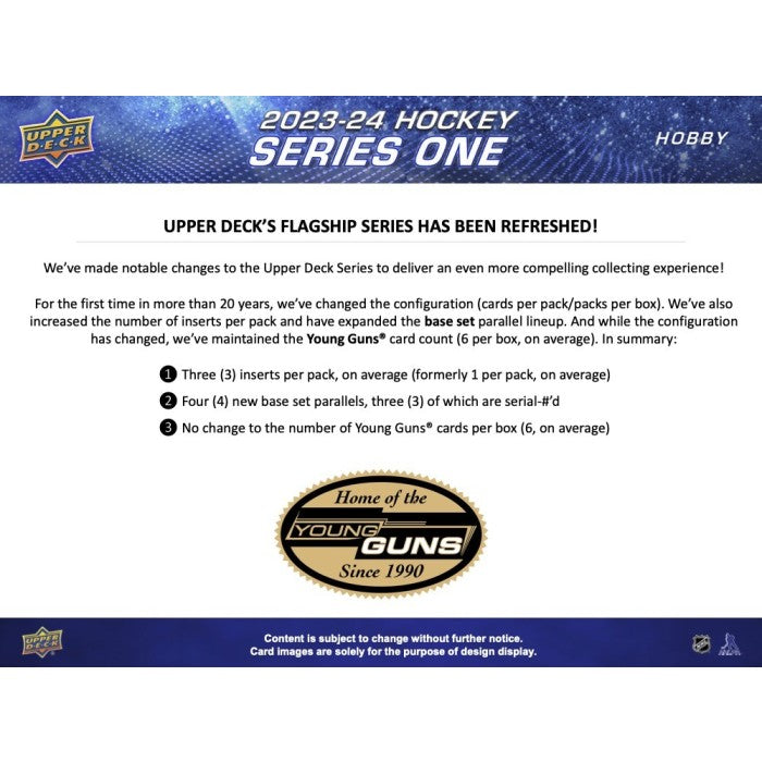 2023-24 UPPER DECK SERIES 1 HOCKEY HOBBY BOX