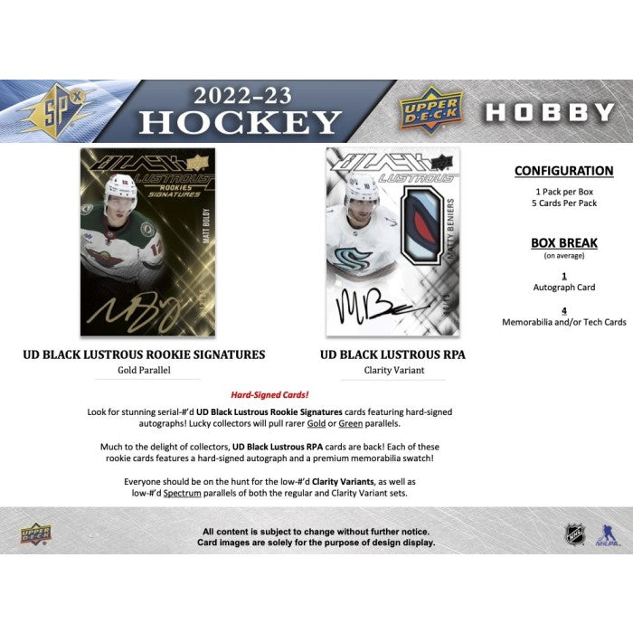 2022-23 UPPER DECK SPX HOCKEY HOBBY BOX