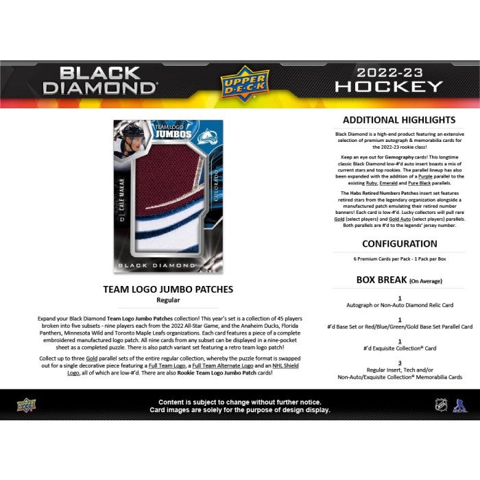 2022-23 UPPER DECK BLACK DIAMOND HOCKEY HOBBY BOX