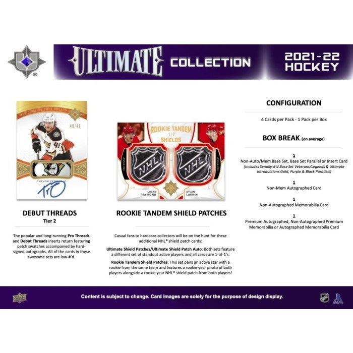 2021-22 UPPER DECK ULTIMATE COLLECTION HOCKEY HOBBY BOX