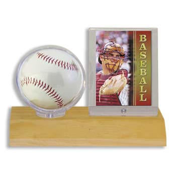 BASEBALL BALL/CARD HOLDER WOOD LIGHT