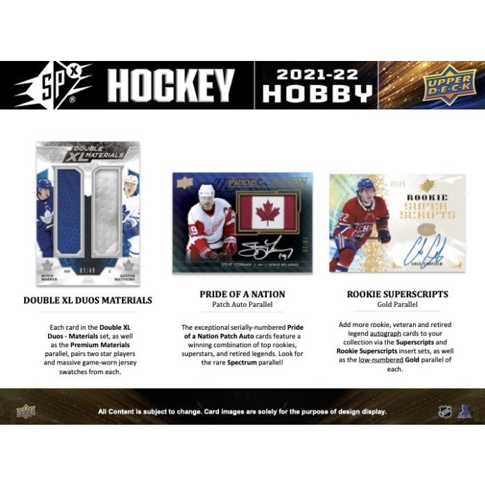 2021-22 UPPER DECK SPX HOCKEY HOBBY BOX