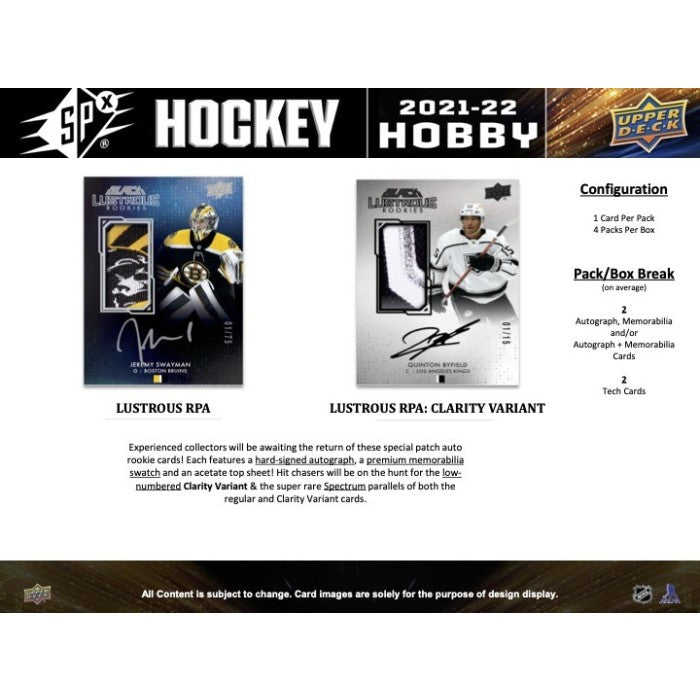 2021-22 UPPER DECK SPX HOCKEY HOBBY BOX